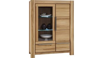 Highboard Elfo-möbel aus Holz in Holzfarben Highboard-Vitrine Nena, eine Kommode mit Stauraum Kernbuche - zwei Türen, zwei Schubladen