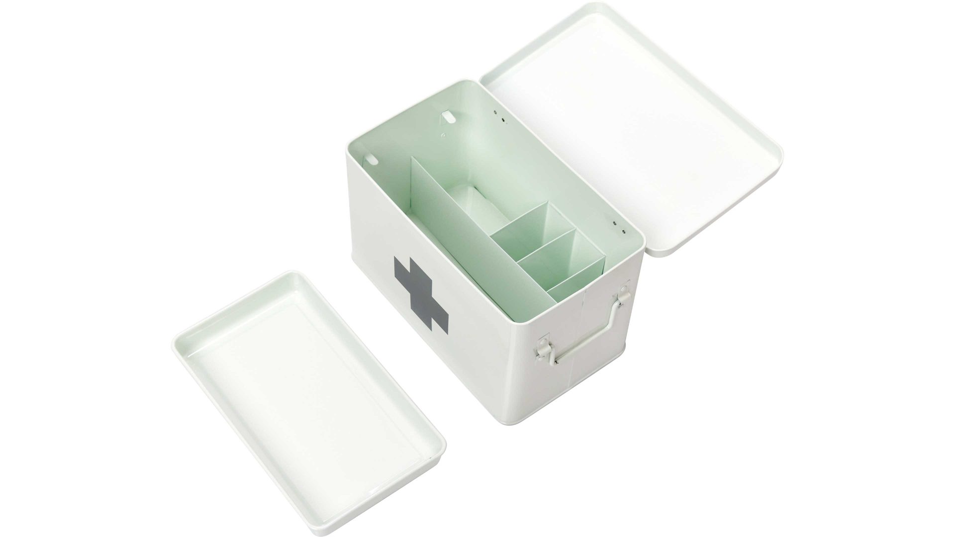Ordnungsbox Zeller present aus Metall in Weiß Metall-Medizinbox weißes Metall - ca. 20 x 20 cm