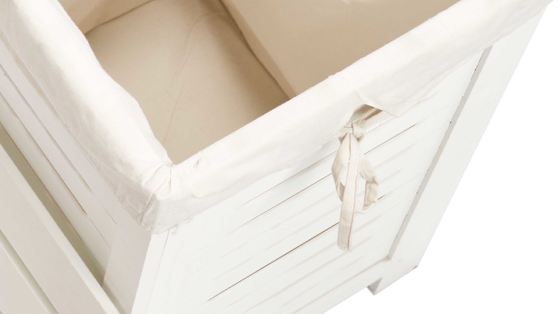 Wäschekorb Zeller present aus MDF in Weiß Wäschetruhe  weiß lackiertes MDF & Wäschesack - ca. 35 x 55 cm