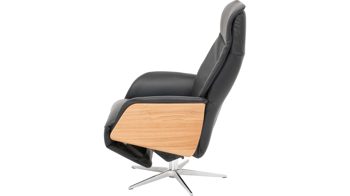 Relaxsessel Hjort knudsen aus Leder in Schwarz Relaxsessel bzw. Drehsessel - Polstermöbel schwarzes Leder Split 374 & Edelstahl-Sternfuß