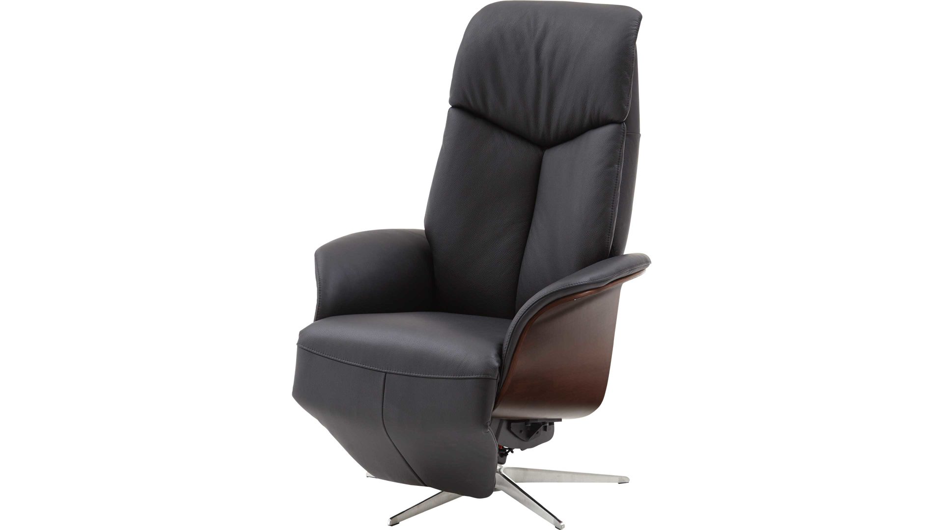 Relaxsessel Hjort knudsen aus Leder in Schwarz Relaxsessel Medium - Polstermöbel schwarzes Leder Soleda Split 441 & Sternfuß