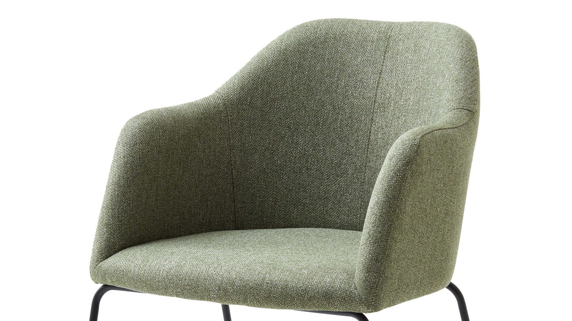 Polsterstuhl Standard furniture factory aus Stoff in Grün Armlehnstuhl Charly grüner Webstoff Nexus 9016 & schwarzes Kufengestell
