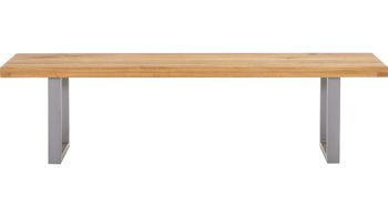 Holzbank Elfo-möbel aus Holz in Holzfarben Holzbank bzw. Sitzbank geölte Eiche & Stahl - Länge ca. 180 cm