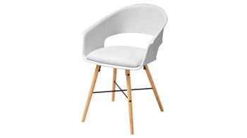 Stuhl Actona aus Holz Kunstleder Kunststoff in Weiß Actona Armlehnstuhl Stuhl IVAR Kunstleder weiss mit Holzgestell