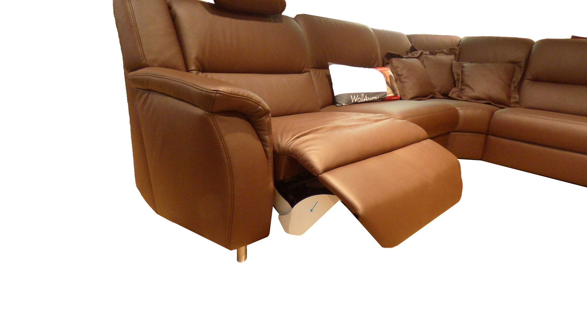 Ecksofa Himolla aus Leder in Braun Himolla Polstergarnitur Relax-Wohnlandschaft 1104 Leder Leder LongLife soft Nougat, Wallfree elektrisch, Rücken echt