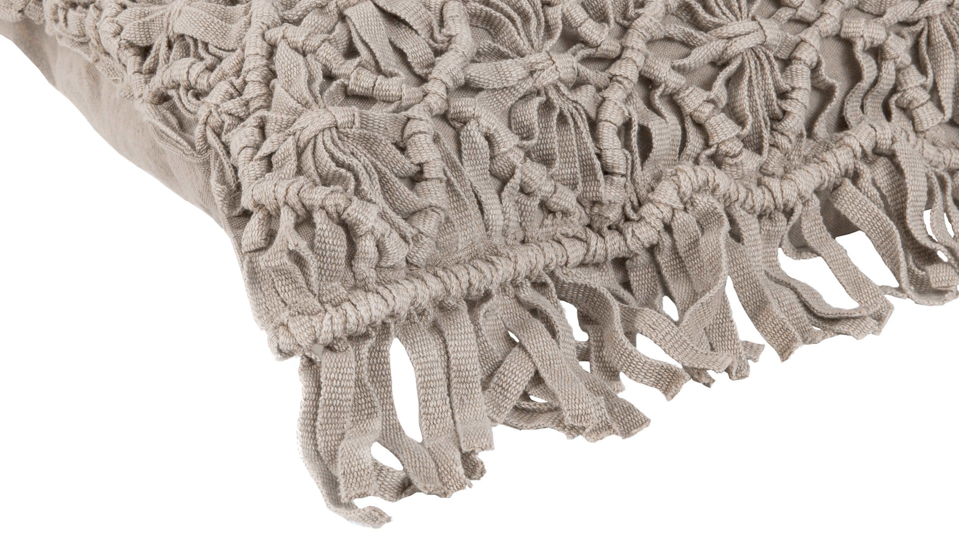 Kissenbezug /-hülle Magma sitting point aus Naturfaser in Grau MAGMA Kissenhülle Fringe taupefarbene Baumwolle - ca. 45 x 45 cm