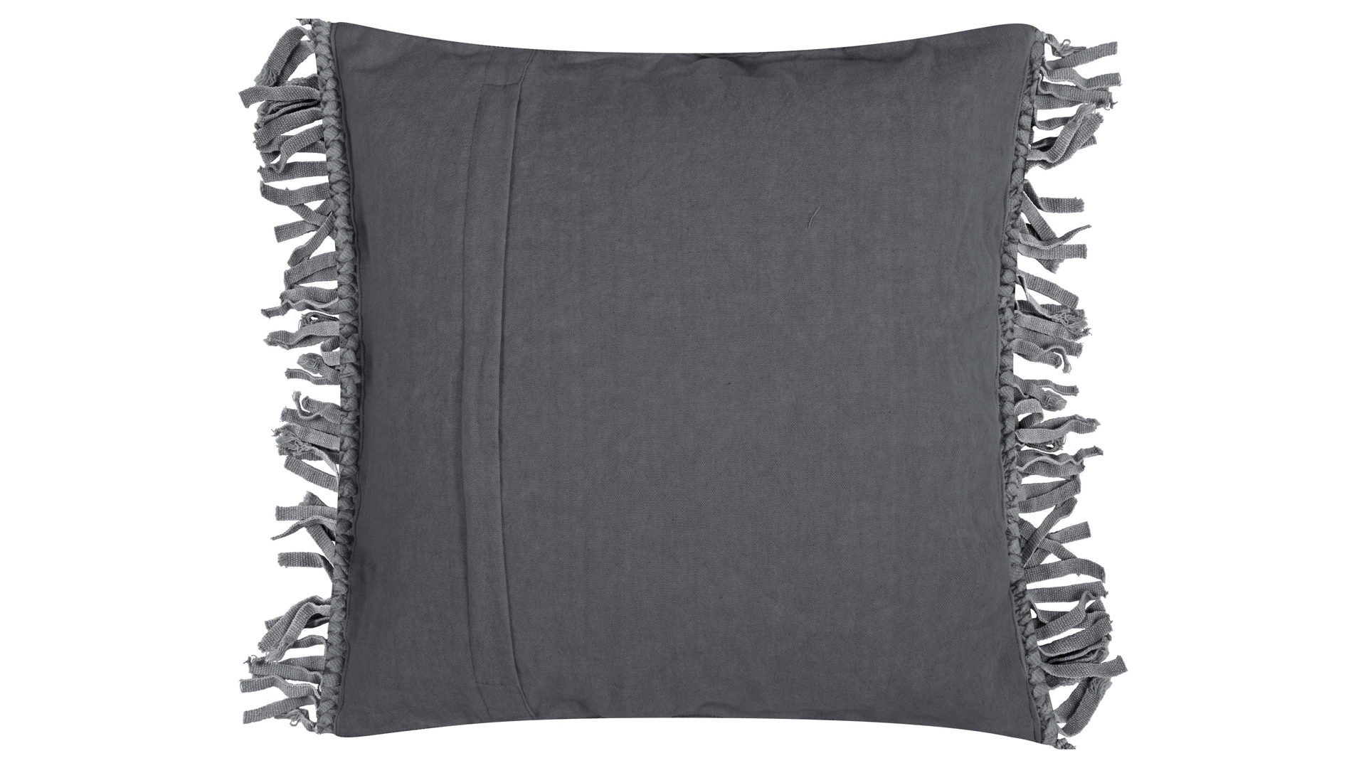 Kissenbezug /-hülle Magma sitting point aus Naturfaser in Schwarz MAGMA Kissenhülle Fringe anthrazitfarbene Baumwolle - ca. 45 x 45 cm