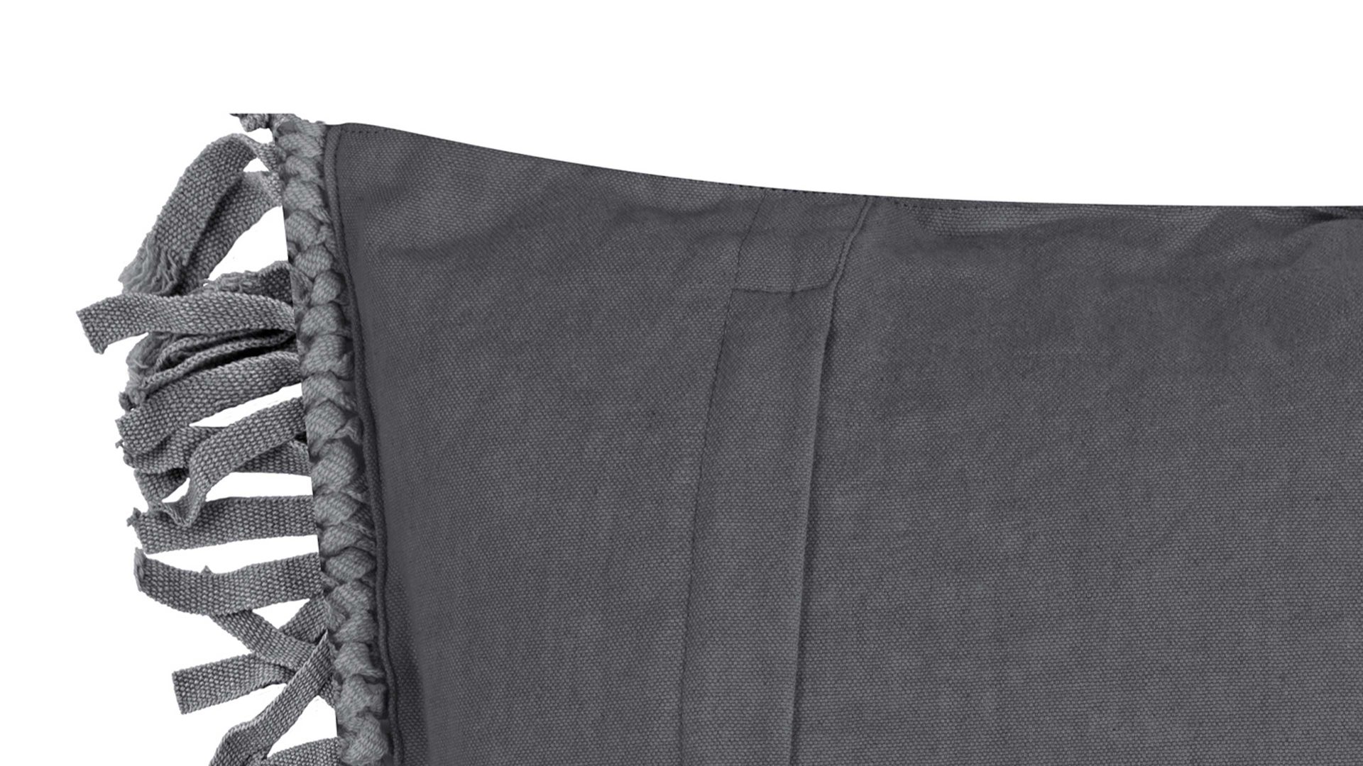 Kissenbezug /-hülle Magma sitting point aus Naturfaser in Schwarz MAGMA Kissenhülle Fringe anthrazitfarbene Baumwolle - ca. 45 x 45 cm