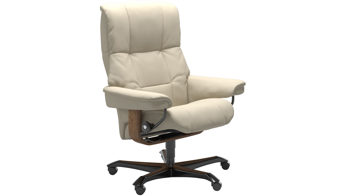 Bürostuhl Ekornes aus Leder in Creme Holzfarben Dunkel Stressless MAYFAIR  Home Office Sessel Bürostuhl Home Office Gestell Teak, Medium, Leder Batick Cream