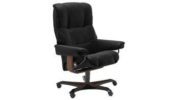 Bürostuhl Ekornes aus Leder in Schwarz Holzfarben Dunkel Stressless MAYFAIR  Home Office Sessel Bürostuhl Home Office Gestell Teak, Medium, Leder Batick Black