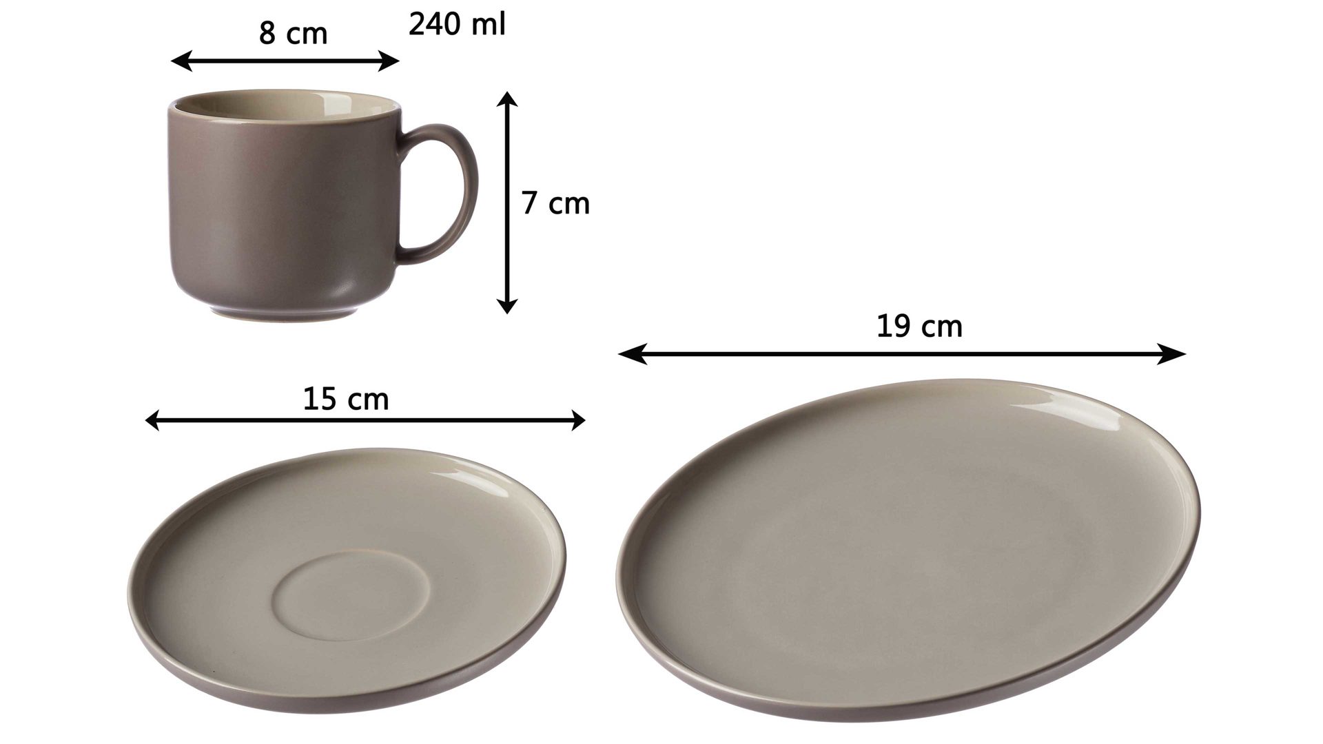 Kaffeeservice Ritzenhoff & breker aus Keramik in Grau Ritzenhoff & Breker Kaffeeservice Jasper taupefarbene Keramik - 12-teilig, Kaffeegeschirr