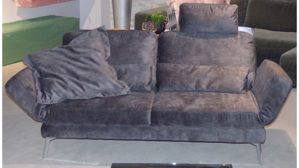 Zweisitzer SOFAkultur aus Stoff in Anthrazit SOFAkultur Programm SK 738 - 2,5-Sitzer mit Funktion Stoffbezug Craft stone & Metallfüße – Breite ca. 190 - 238 cm