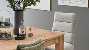 Vierfußstuhl PARTNERRING COLLECTION aus Stoff in Hellgrau PARTNERRING COLLECTION Schwingstuhl Miranda platingrauer Webstoff Fantasy & schwarzes Eisen