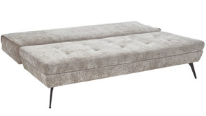 Schlafsofa Restyl aus Stoff in Hellbraun Schlafsofa Terri taupefarbener Chenillebezug 2-7092 & schwarze Metallfüße