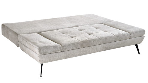 Schlafsofa Restyl aus Stoff in Beige Schlafsofa Terri cremefarbener Chenillebezug 2-7096 & anthrazitfarbene Metallfüße
