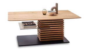 Couchtisch Hartmann aus Glas Holz in Holzfarben Anthrazit SCHÖNER WOHNEN Couchtisch YONNA, Massivholz Kerneiche massiv + Lack anthrazit, ca. 70 x 45 x 120 cm