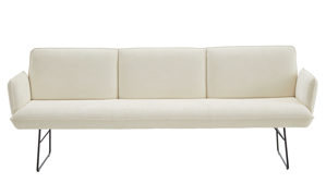 Polsterbank K+w polstermöbel aus Stoff in Weiß Esszimmerserie Base - Polsterbank weißer Bezug 940-30 & schwarzes Drahtgestell - Breite ca. 232 cm