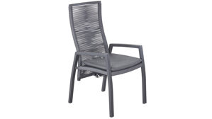 Gartenstuhl /-sessel Interliving aus Kunstfaser in Anthrazit Interliving Gartenmöbel Serie 7011 - Positionsstuhl anthrazitfarbenes Rope, TEXTILENE® & Aluminium