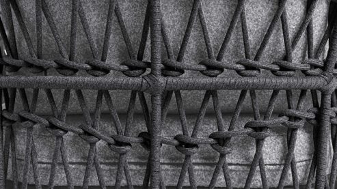 Lounge-Gruppe Interliving aus Kunstfaser in Grau Interliving Gartenmöbel Serie 7013 - Loungemöbel-Set grauer Olefin-Teddybezug, Rope & Aluminium - dreiteilig