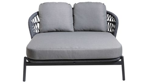 Gartenliege Interliving aus Kunstfaser in Grau Interliving Gartenmöbel Serie 7013 - Doppelliege grauer Olefin-Teddybezug, Rope & Aluminium