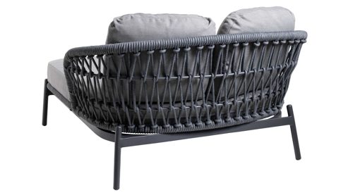 Gartenmöbel-Set Interliving aus Kunstfaser in Grau Interliving Gartenmöbel Serie 7013 - Loungemöbel-Set mit Couchtisch grauer Olefin-Teddybezug, Rope, Aluminium & Sinterstein - vierteilig