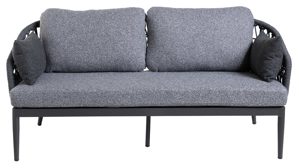 Lounge-Gruppe Interliving aus Kunstfaser in Grau Interliving Gartenmöbel Serie 7013 - Loungemöbel-Set grauer Olefin-Teddybezug, Rope & Aluminium - dreiteilig