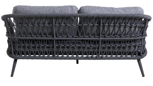 Lounge-Gruppe Interliving aus Kunstfaser in Grau Interliving Gartenmöbel Serie 7013 - Loungemöbel-Set grauer Olefin-Teddybezug, Rope & Aluminium - dreiteilig