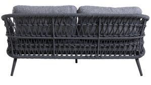 Lounge-Gruppe Interliving aus Kunstfaser in Grau Interliving Gartenmöbel Serie 7013 - Loungemöbel-Set mit Couchtisch grauer Olefin-Teddybezug, Rope, Aluminium & Sinterstein - vierteilig