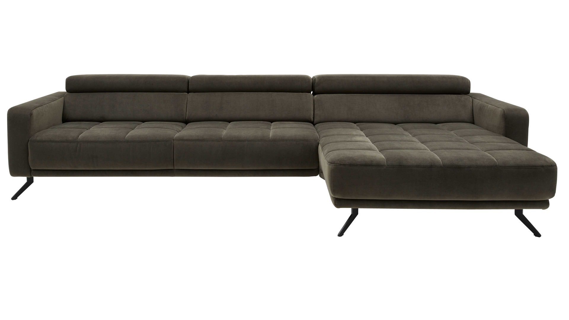 Ecksofa Interliving aus Stoff in Dunkelgrün Interliving Sofa Serie 4303 – Ecksofa, Stellfläche ca. 323 x 190 cm olivfarbene Mikrofaser Salsa - motorisch verstellbar