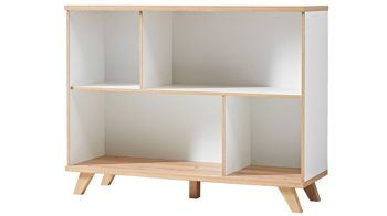 Regal Germania aus Holz in Weiß Regal Oslo, als Bücherregal oder Büromöbel einsetzbar Mattweiß & Sanremo Eiche - vier Fächer, ca. 91 cm hoch