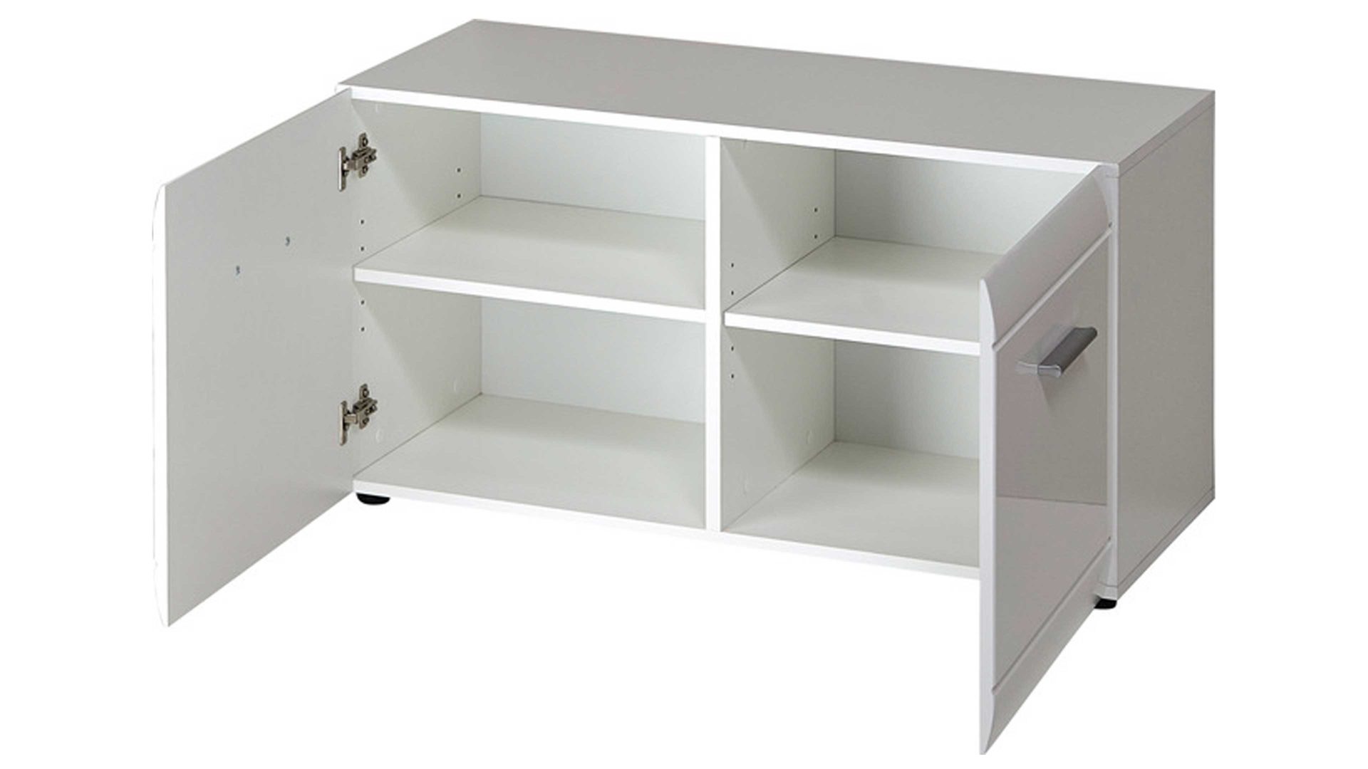 Garderobenbank Germania aus Holz in Weiß Garderobenbank Adana als Dielenmöbel weiße Hochglanzfronten & Kunststoffoberflächen - Breite ca. 96 cm