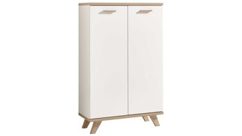 Highboard Germania aus Holz in Weiß Highboard Oslo, ein Aktenschrank fürs Büro oder Home-Office Mattweiß & Sanremo Eiche - zwei Türen, Höhe ca. 122 cm