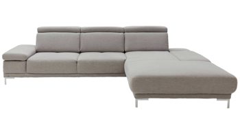 Ecksofa Interliving aus Stoff Metall in Grau Interliving Eckkombination Serie 4251 platinfarbener Bezug Active Line Vaneo & Metallfüße – Stellfläche ca. 300 x 225 cm