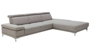 Ecksofa Interliving aus Stoff Metall in Grau Interliving Eckkombination Serie 4251 platinfarbener Bezug Active Line Vaneo & Metallfüße – Stellfläche ca. 300 x 225 cm