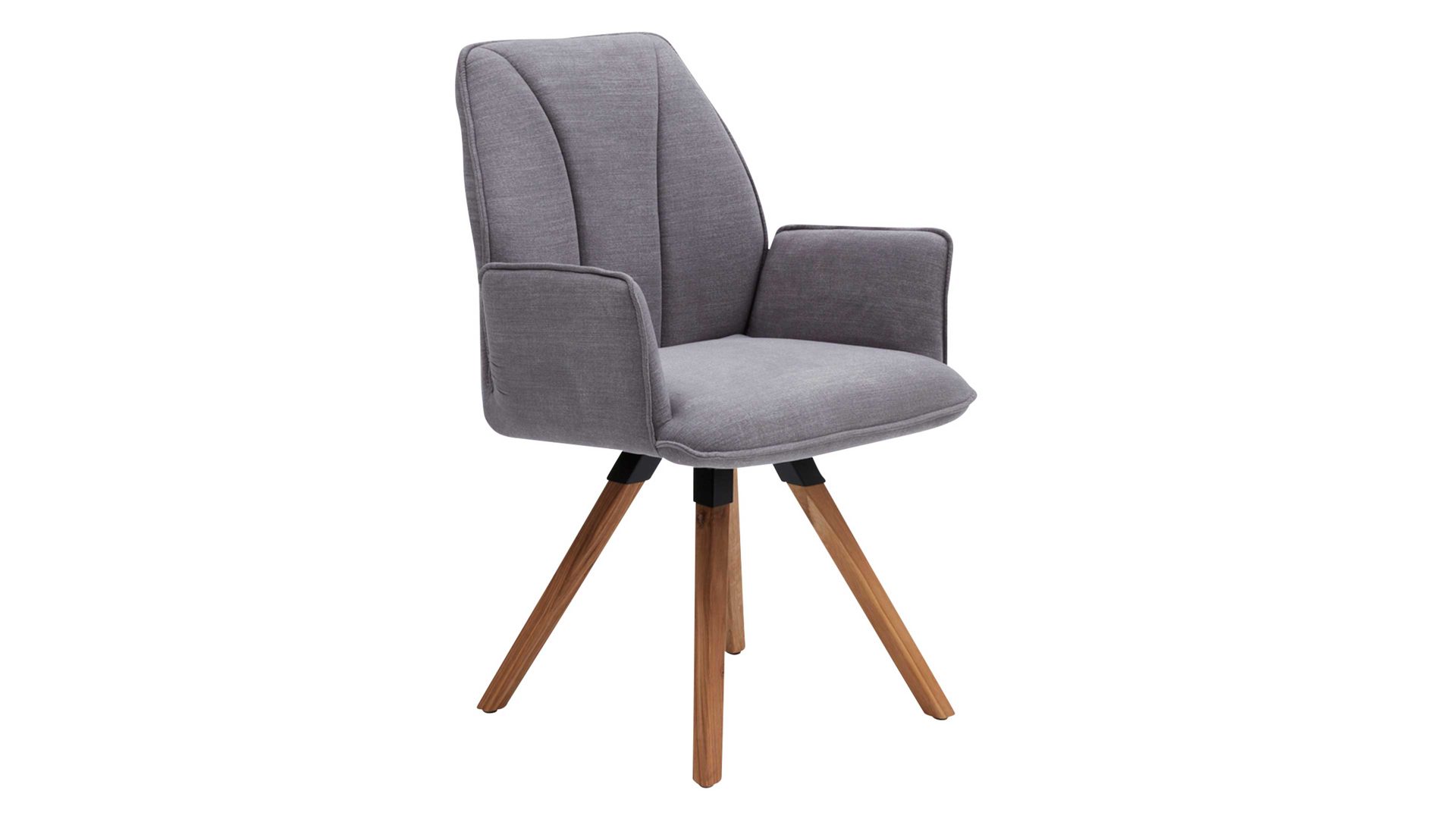 Polsterstuhl Interliving aus Stoff in Grau Interliving Esszimmer Serie 5102 – Armlehn-Polsterstuhl kieselfarbener Webstoff Tirol 489 & Eiche