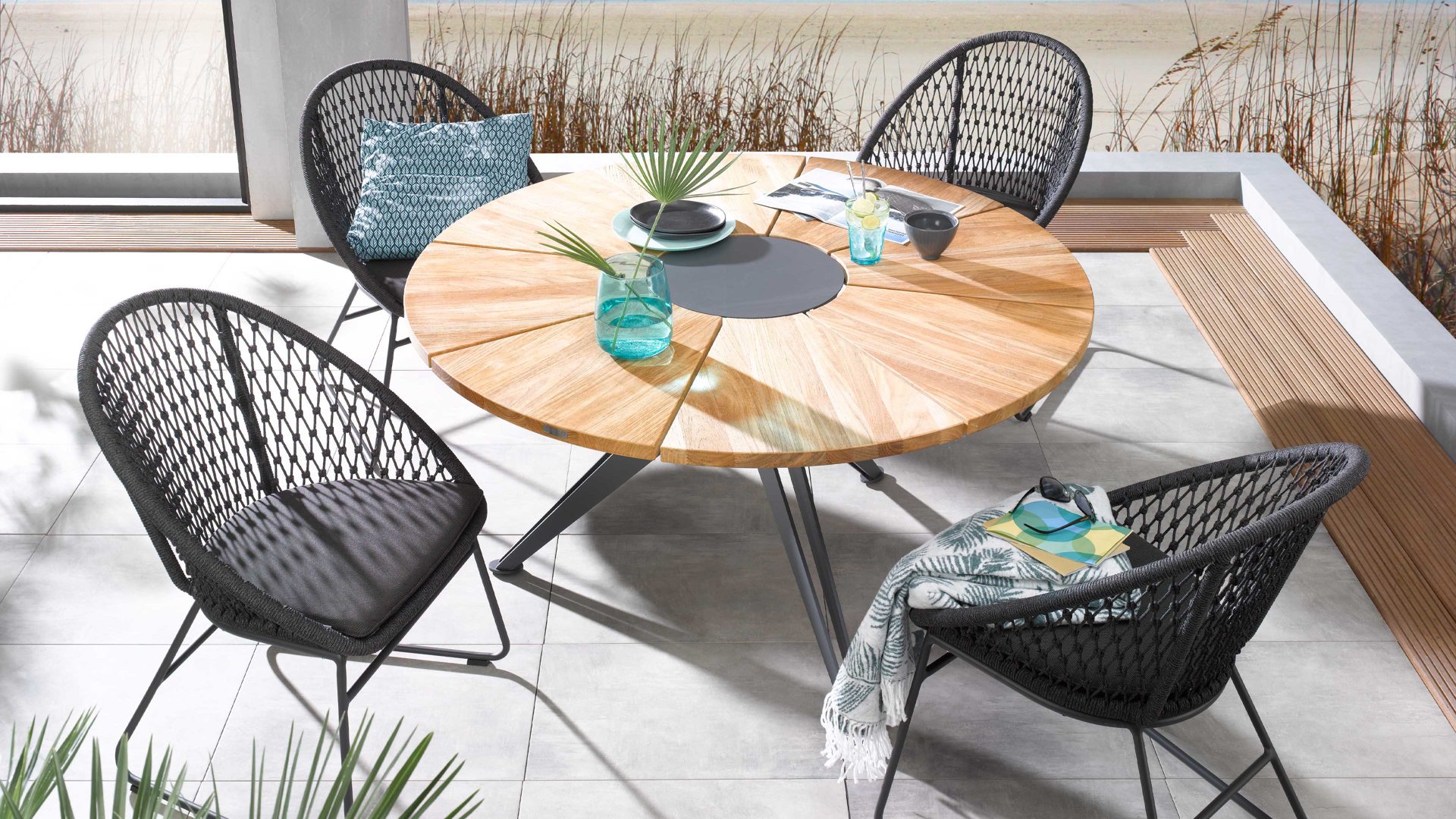 Gartenstuhl /-sessel Niehoff garden aus Kunststoff in Grau NIEHOFF GARDEN Gartenstuhl Kuta graues Kordelgeflecht & Aluminium