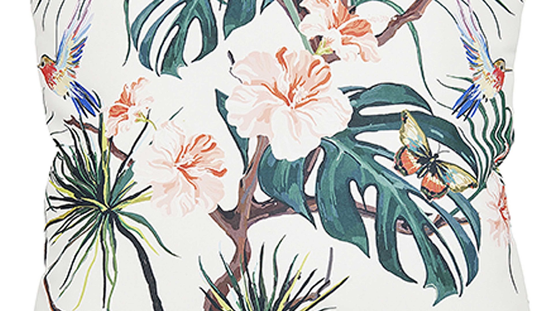 Einzelkissen Done.® aus Kunstfaser in Weiß done.® Kissen Cushion Outside Hummingbird Dessin Kolibri – ca. 65 x 65 cm