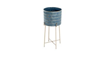 Blumensäule Haku aus Metall in Blau Blumensäule Türkis & Gold - Höhe ca. 70 cm
