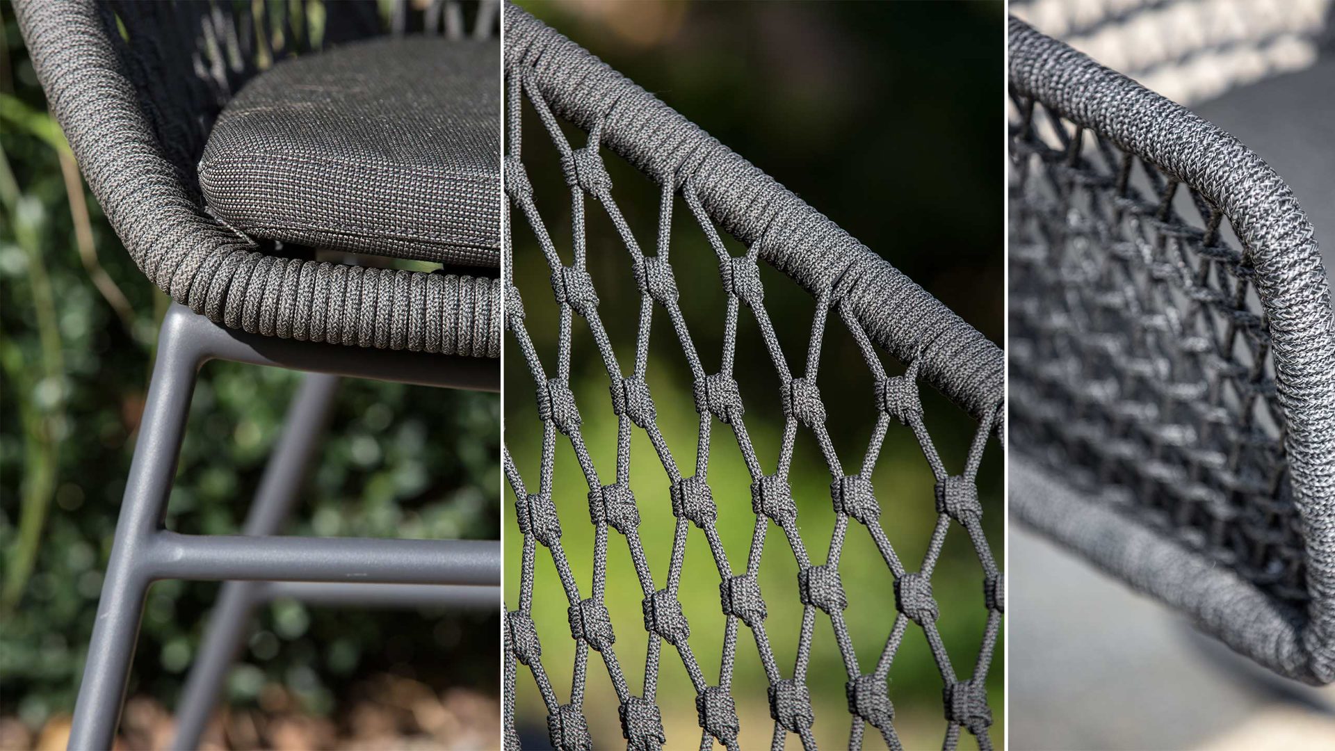 Gartenstuhl /-sessel Niehoff garden aus Kunststoff in Grau NIEHOFF GARDEN Gartenstuhl Kuta graues Kordelgeflecht & Aluminium