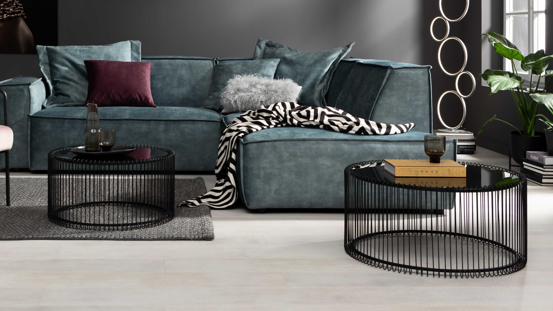 kare design couchtisch-set wire als wohnzimmermöbel, schwarzer