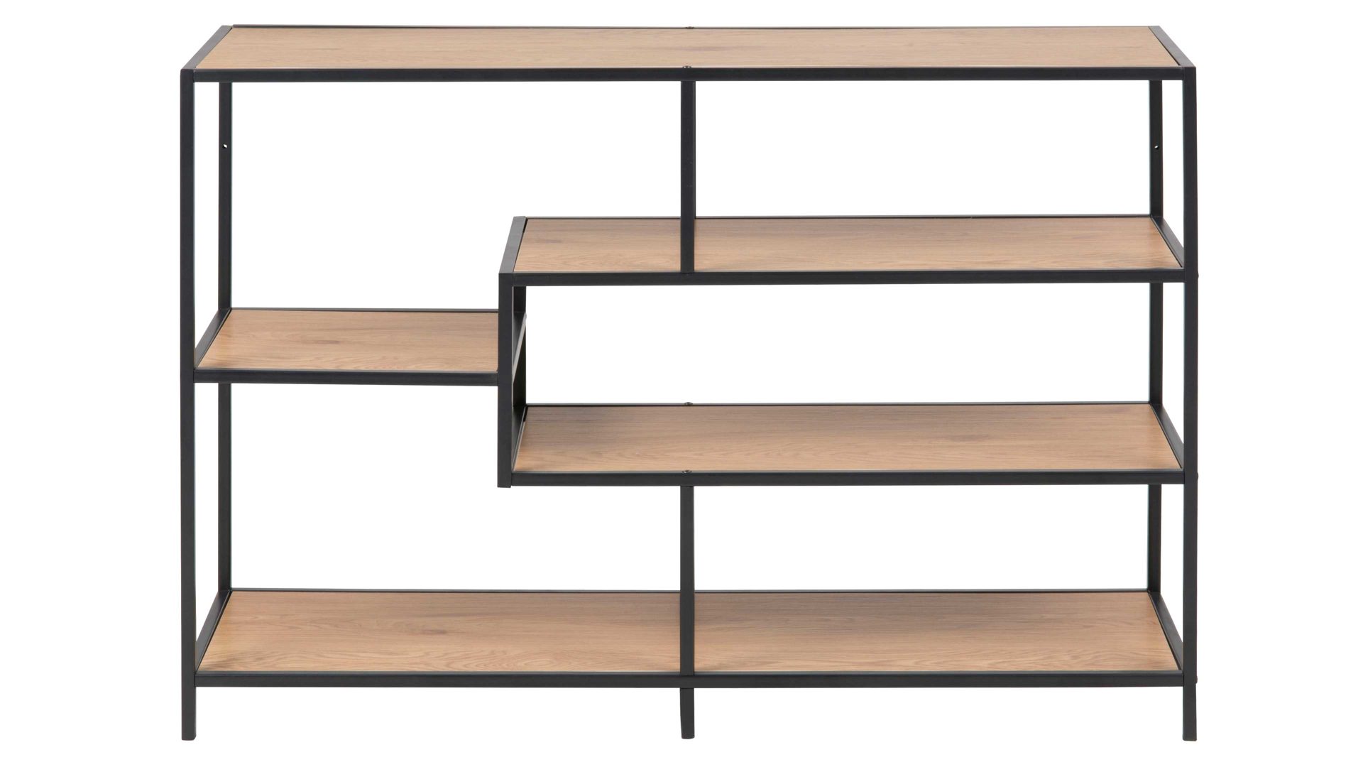 Regal Actona group aus Holz in Holzfarben Regal Seaford im Industrielook als Wohnzimmermöbel Wildeiche & Schwarz - ca. 114 x 78 cm