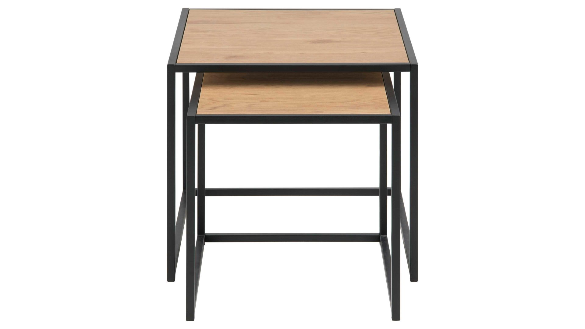 Beistelltisch-Set Actona group a/s aus Holz in Holzfarben Beistelltisch-Set Seaford im Industrielook bzw. Beistelltische Wildeiche & Schwarz – zweiteilig