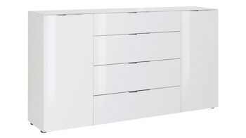 Sideboard Maja möbel aus Holz in Weiß Sideboard Trend Weißglas & Weiß – zwei Türen, vier Schubladen