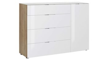 Kombikommode Maja möbel aus Holz in Holzfarben MAJA MÖBEL Kombikommode Trend, auch als Garderobenmöbel einsetzbar Rivieria Eiche & Weiß – eine Tür, vier Schubladen