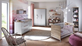 Regal Paidi aus Holz in Hellgrau PAIDI Babyzimmerprogramm Benne - Standregal Kieselgrau & Montana Eiche – fünf Fächer, Höhe ca. 202 cm
