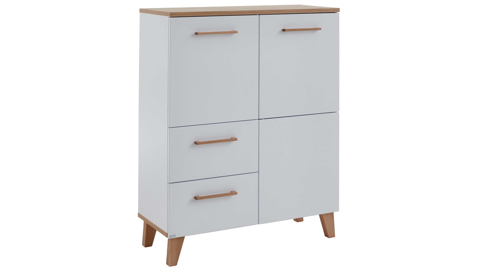 Highboard Paidi aus Holz in Weiß PAIDI Babyzimmerprogramm Oscar - Highboard Kreideweiß & Nebraska Eiche – zwei Türen, zwei Schubladen