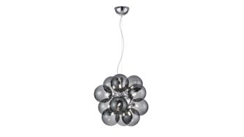 Pendelleuchte Trio leuchten aus Glas in Grau Trio Hängelampe Alicia rauchfarbenes Glas & Chrom – Durchmesser ca. 45 cm