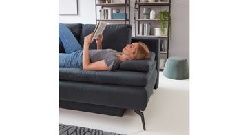 Schlafsofa Restyl aus Stoff in Anthrazit RESTYL Querschläfer Kayla Stoffbezug anthrazit & schwarze Metallfüße - ca. 150 x 203 cm