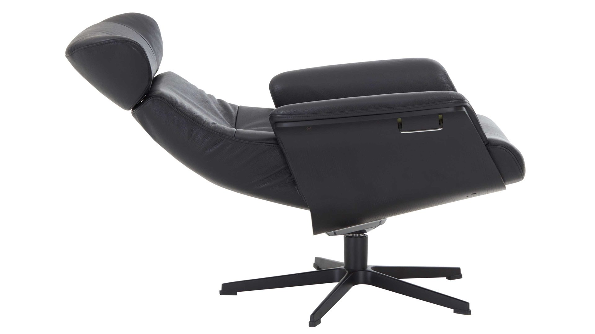 Relaxsessel Conform® aus Leder in Schwarz CONFORM® Relaxsessel Timeout mit Lederbezug schwarzes Leder Memo & schwarzes Aluminiumgestell