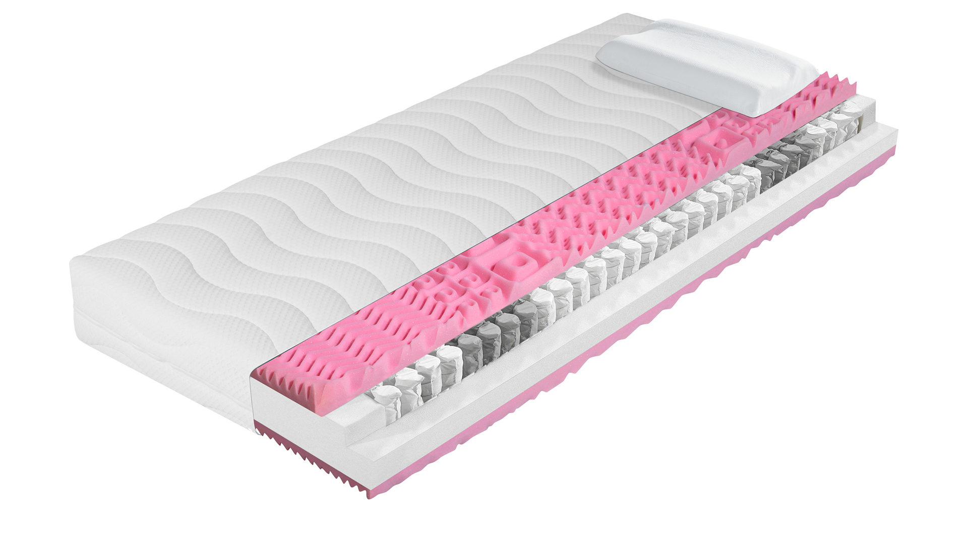 Matratze Nova butor aus Holz Mikrofaser in Grau Weiß Nova Butor Matratzen Set Sirius 12 Lattenrost + Matratze Liegefläche ca. 90 x 200 cm, Taschenfederkern H2, 28 Leisten